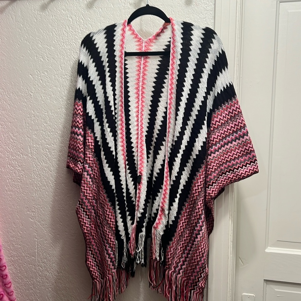 Chevron Wool Blend Ruana XL